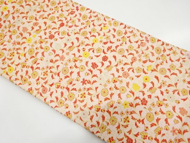 JAPANESEKIMONO / ANTIQUE FLORAL ARABESQUE PATTERN WOVEN NAGOYA OBI (WE